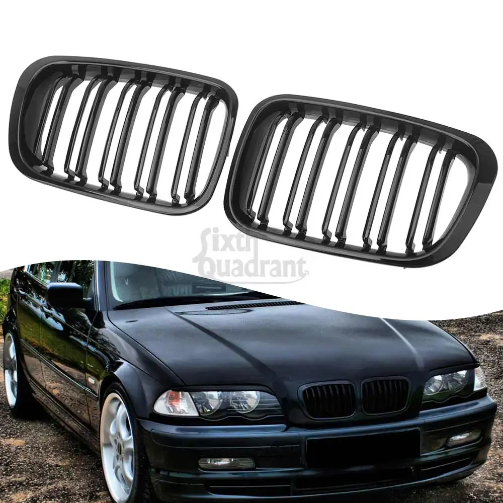 

2× Front Kidney Grill Grille Glossy ABS Car Accessories For BMW 3 Series E46 Coupe 2Door 1998 -2001 320i 323i 325i 328i 330i