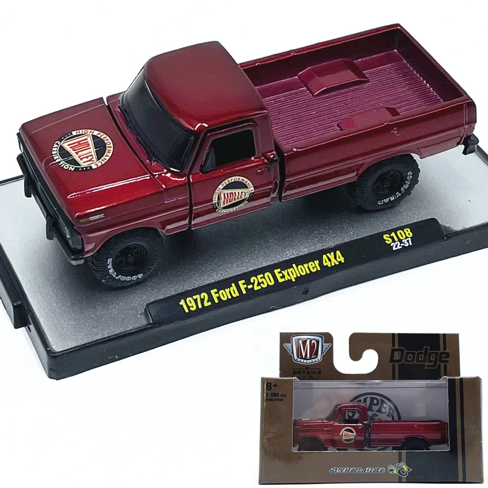 M2 1/64 1972 Ford F-250 Exlorer 4 x4 vino rosso pressofuso in lega modello di auto collezione display regalo per bambini