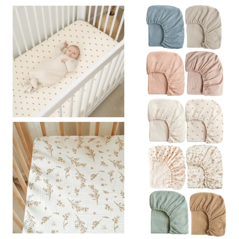 Cotton Crib Sheet for Baby Large Size Newborns Bed Fitted Sheet Soft and Breathable Fabric Bed Cover Easy Care 71x132cm