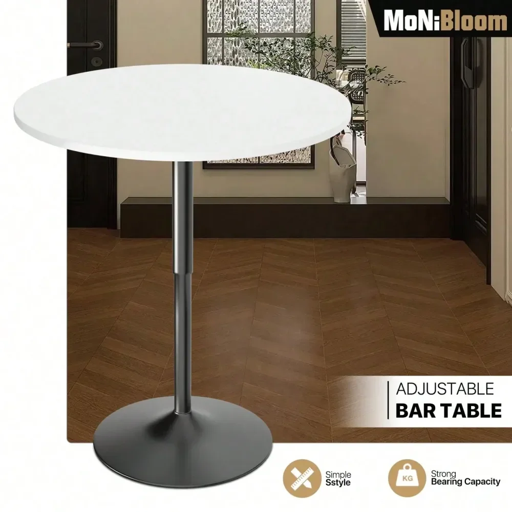 

Bar Table Table Round Cocktail Table, 31.5 Inch AdjustableHeigh Pub Table Sturdy Base Bistro Table For Dining Room Home Kitchen