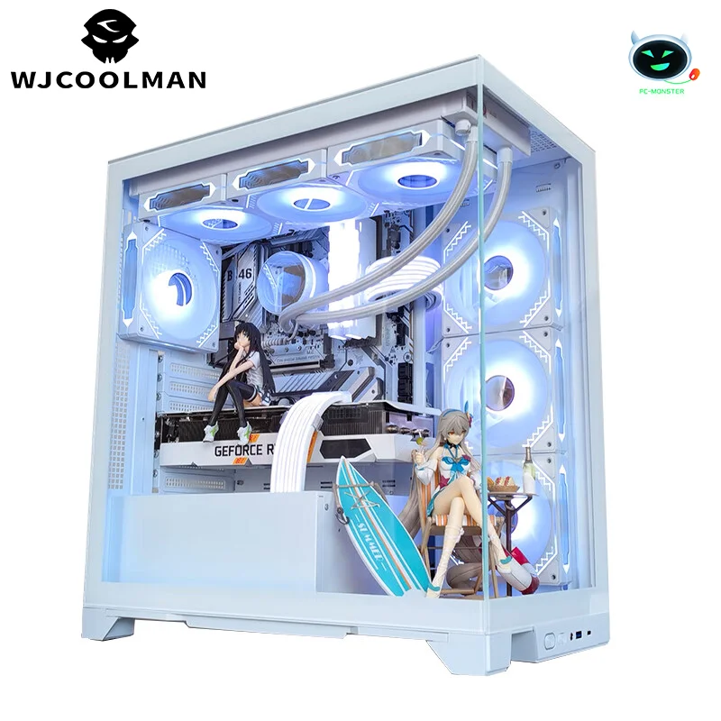 WJCOOLMAN Prisma PRO ATX Caja de computadora Seaview Room Caja de PC Vidrio de escritorio Transparente Tipo-C Soporte 240/280/360 Agua Fría 이rsi