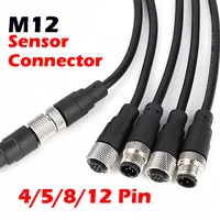 Conector de clavija de aviación M12 resistente al agua de 2 metros con Cable 4 5 8 12 pines macho hembra IP67 conectores de Cable de Sensor M12 impermeables