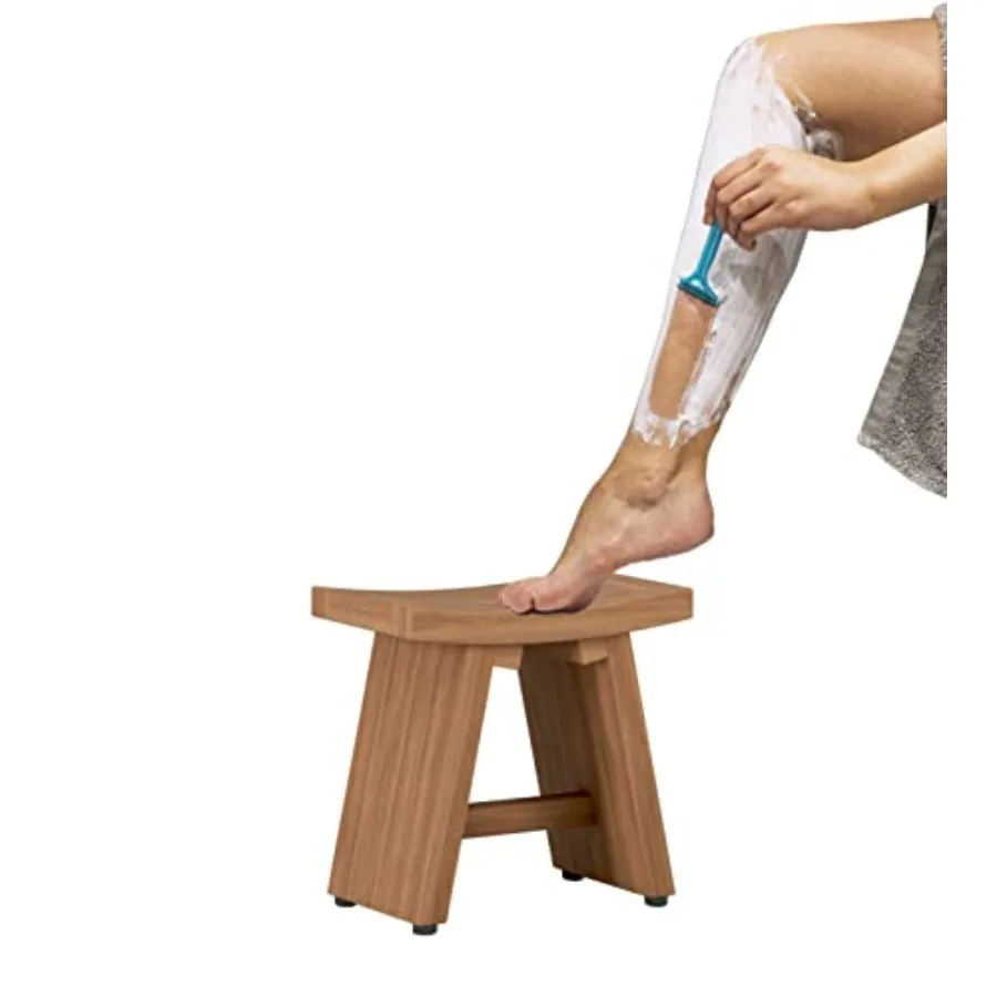 

13 Asia Teak Shaving Washing Foot Rest Natural Wood Finish Rustic Style Durable and Moisture-Resistant