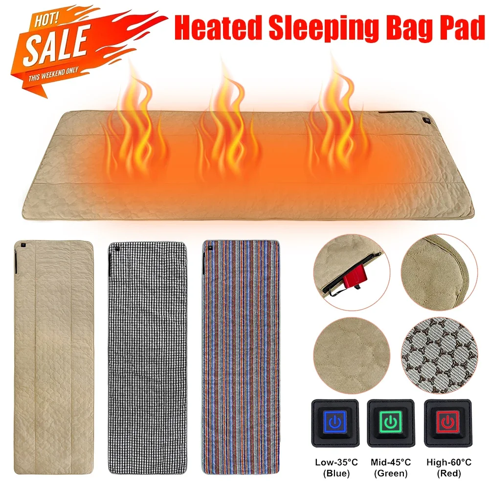 

3pcs Heated Sleeping Bag Pad USB Charge Sleeping Bag Mattress Portable Lightweight Keep Warm Mat for Camping Backpacking Hikin