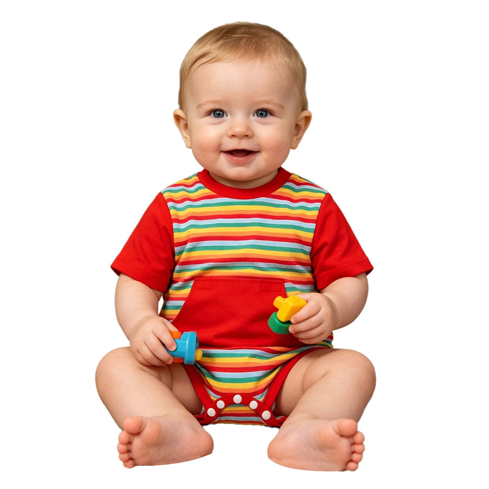 Baby Boys Girls Special Needs Adaptive Clothing Short Sleeve Striped Romper with Feeding Tube Access Homewear Outdoor Wear