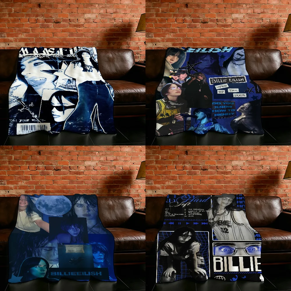Singer B-Billie E-EilishS-ES Blanket Flannel Warm Soft Throw Blanket For Room Sofa Childish Birthday Gifts