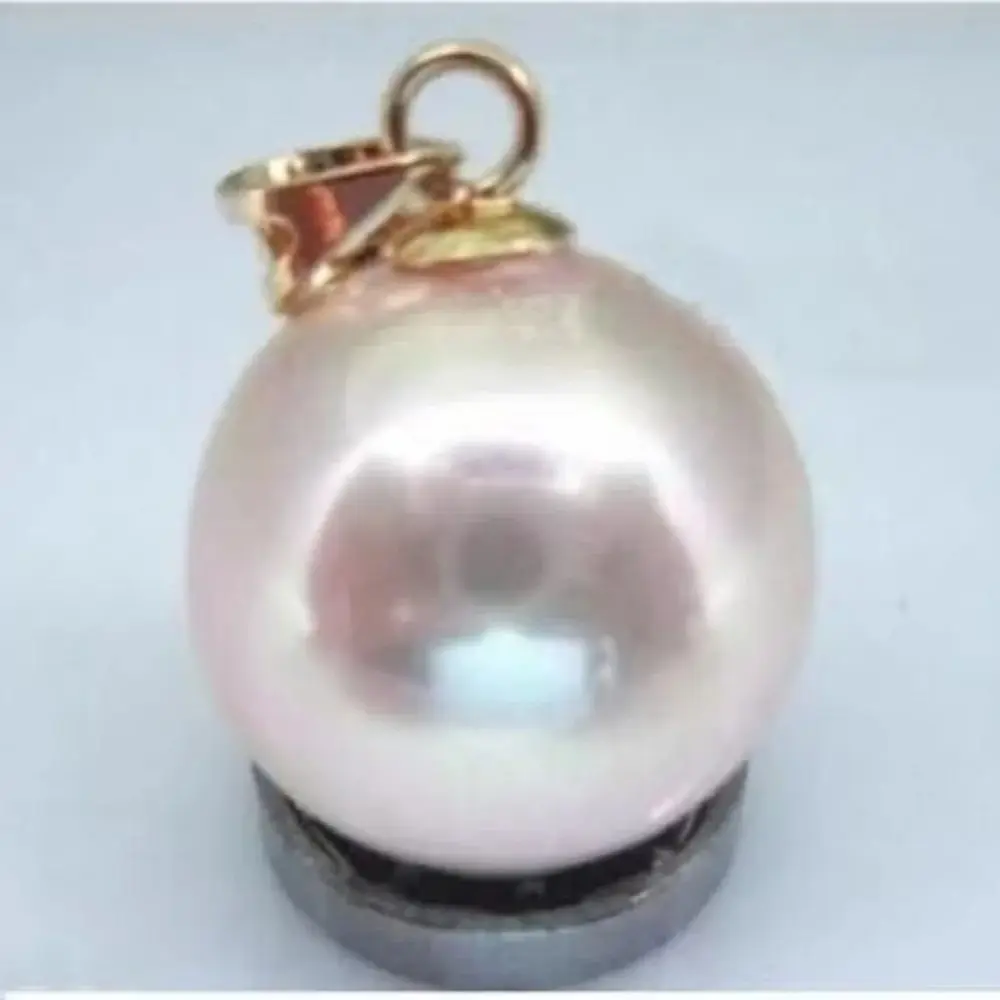 18'' Beautiful Round AAA+ 16mm South Sea Pink Shell Pearl PENDANT 14K GOLD Freeshippings Items