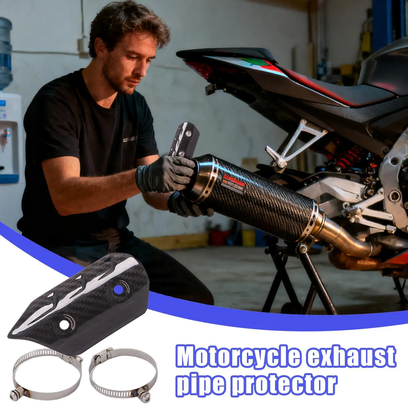 

Motorcycle Exhaust Heat Shield Touchable Anti Hot Protector Pipe Heat Protector for Riding Outdoor Protection Commute Safety
