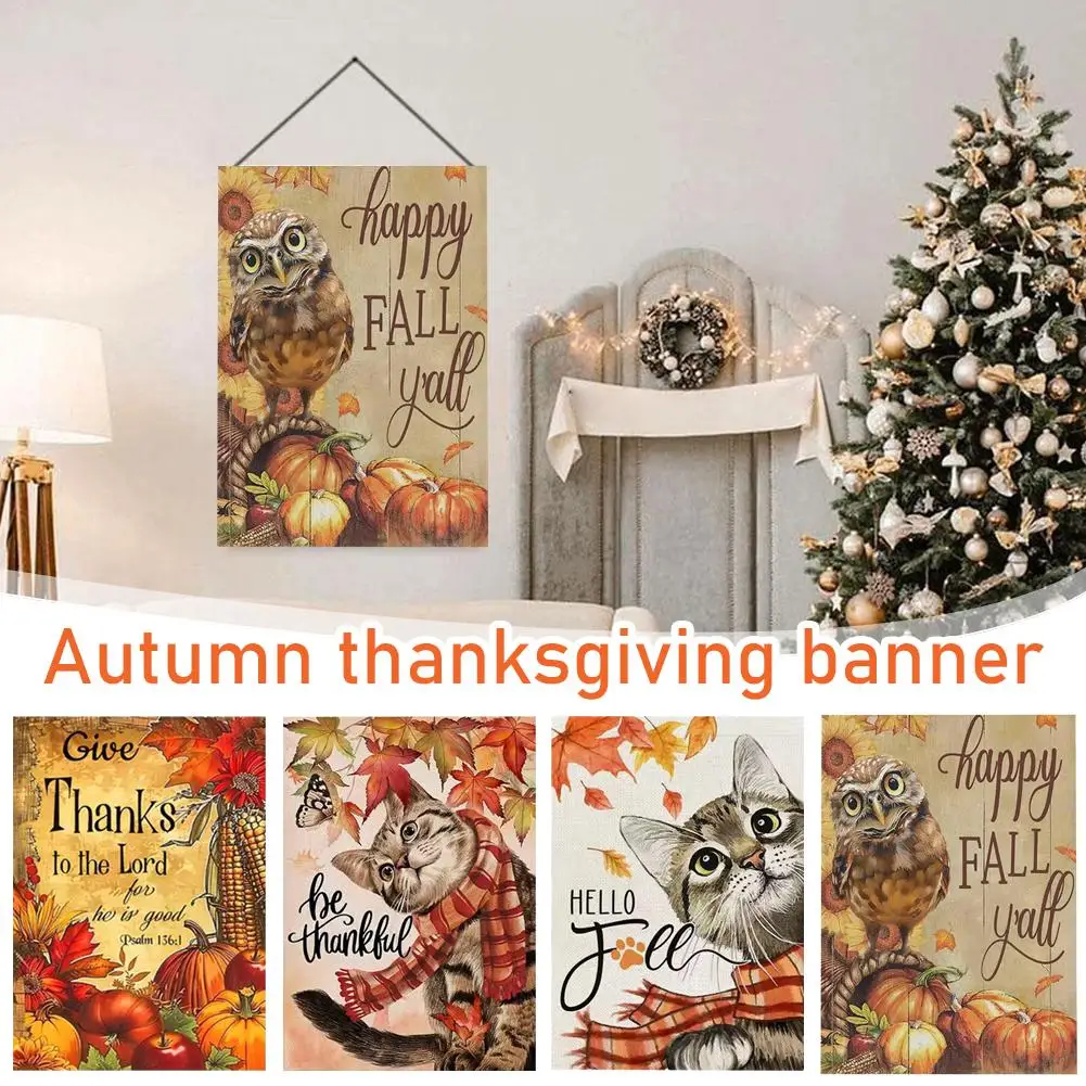 Autumn Thanksgiving Garden Flag 45*30cm Linen Garden Cloth Flag Garden Indoor Decoration Banner Decorative Home Flag Outdoo N5Q3