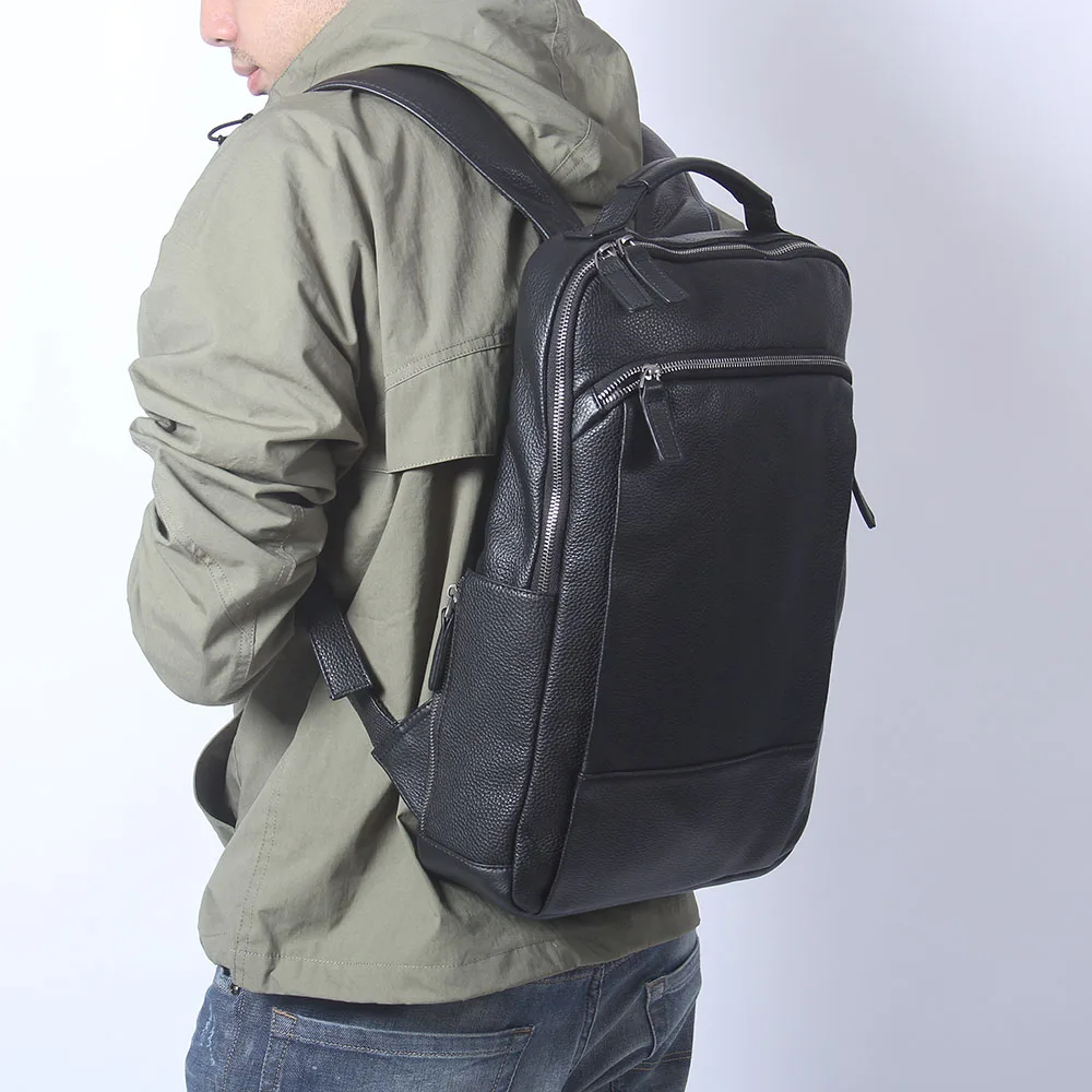 S.WORKER Herren-Rucksack aus echtem Leder, lässige Schultaschen, großer klassischer Reise-Tagesrucksack, Geschenk für Männer – Detail 4