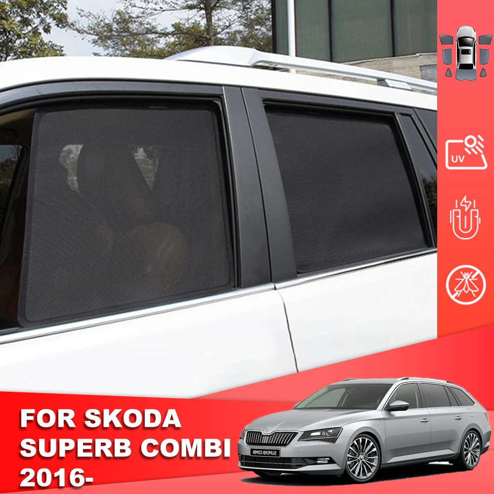 

For Skoda Superb Combi B8 2015-2023 Magnetic Car Sunshade Shield Front Windshield Curtain Rear Side Baby Window Sun Shade Visor