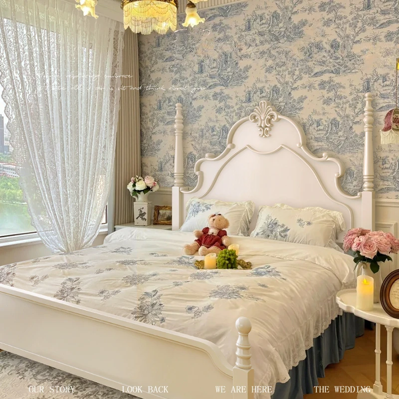 

*s for Luxury Storage Double Bed Set House Queen White Princesse Hotel Bed Wooden Modern Drawers Cama De Casal Home Furniture*