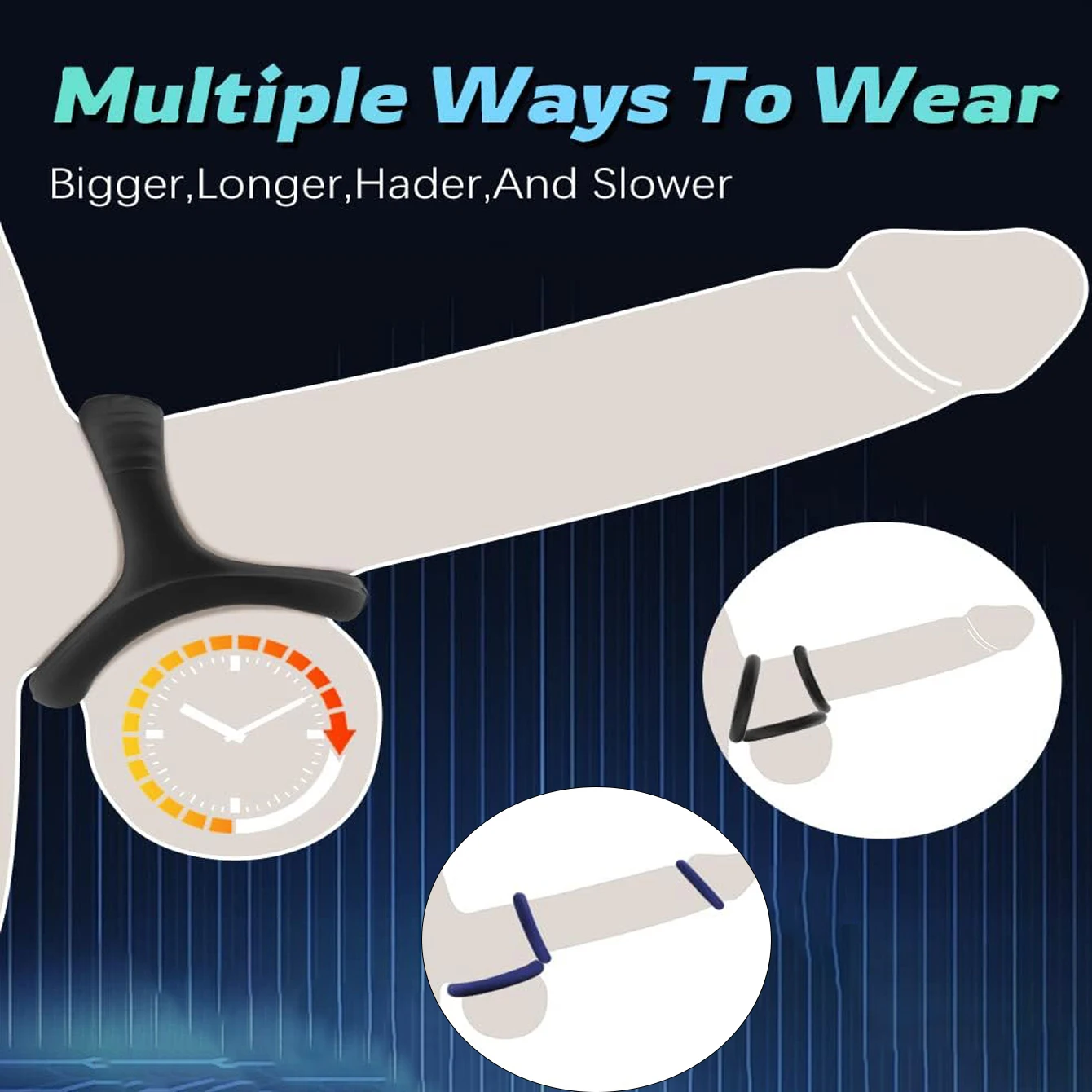 سيليكون حلقات القضيب خاتم الديك الانتصاب تعزيز الثلاثي القضيب الدائري مع تدليك الخرز تأخير القذف الجنس لعب للرجال