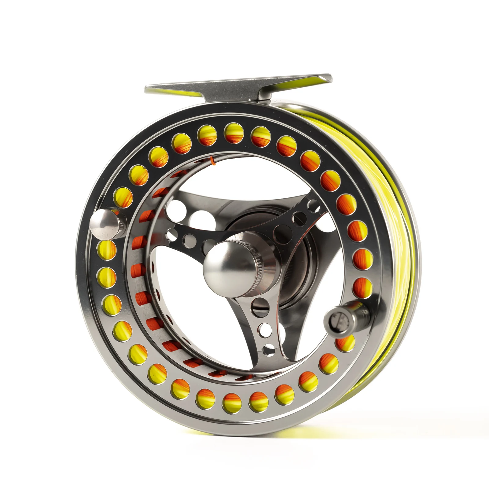 Kołowrotek CNC Fly Fishing Reel 3/4 5/6 7/8 9/10 z żółtą żyłką muchową i żyłką muchową Pływający, podkładowy i stożkowy przypon