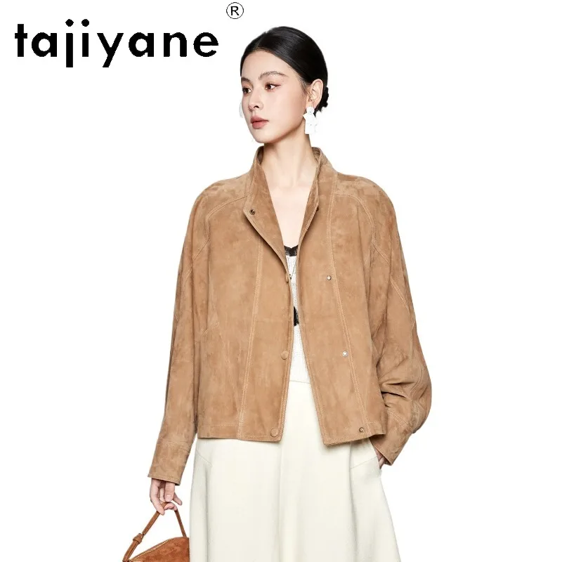 TAJIYANE Real Leather Jacket Woman High Quality Sheepskin Suede Leather Coat Cropped Jackets for Woman Vintage Outerwear 자켓 2026