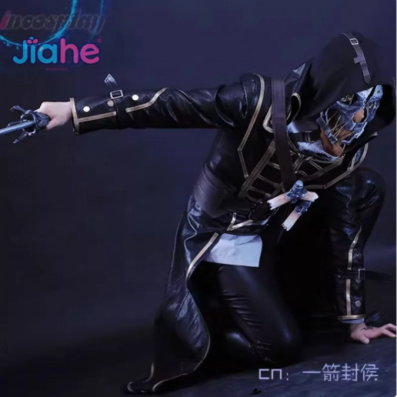 Dishonored Corvo Attano Cosplay Chief Royal Guard زي معطف قبعة السراويل حزام الخصر حقيبة الدعامة مجموعة هالوين رجل وسيم موحد