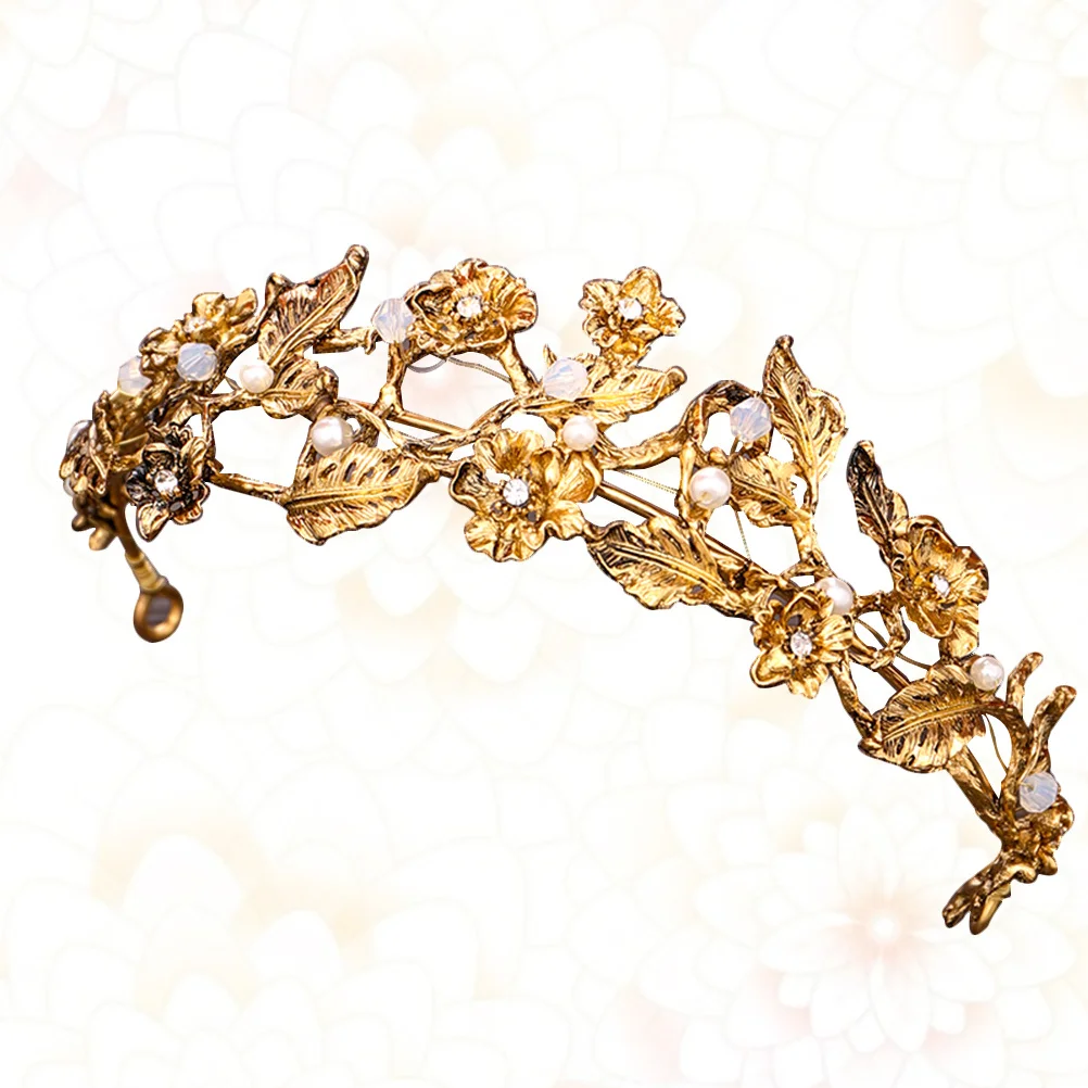 

Baroque Tiara Crowns Leaf Hair Accessories Elegant Bridal Wedding Engagement Jewelry Lightweight Durable Glittering