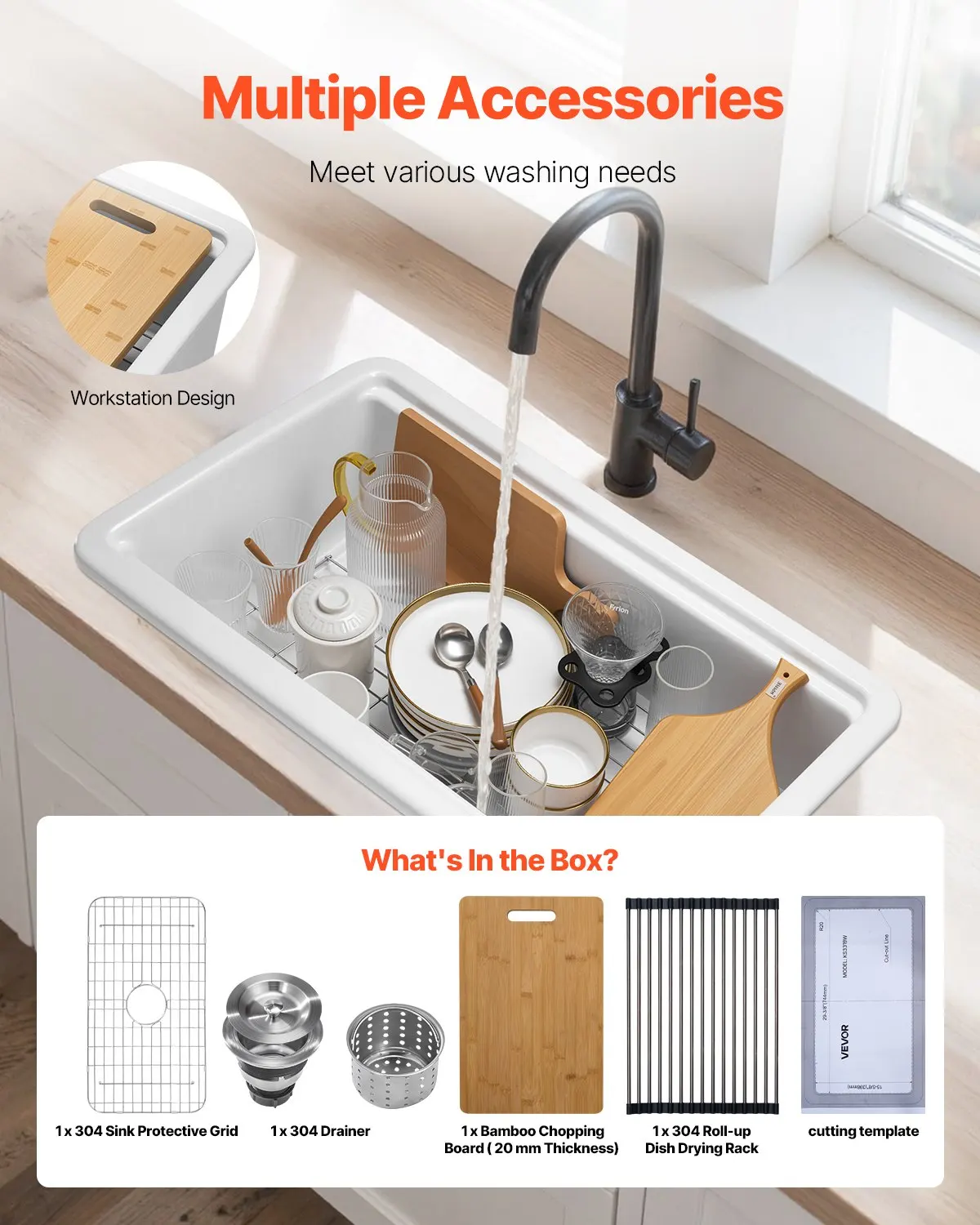 

33x19 In Farmhouse Sink Topmount Undermount Kitchen Single Bowl Basin Fireclay