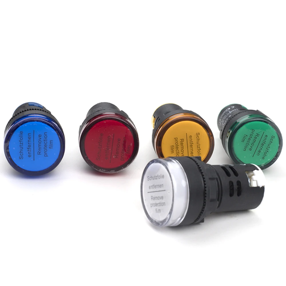 1PCS AD16-22 22mm LED Power Indicator Panel Mount Pilot Signal Light Lamp 12V 24V 110V 220V 380V Red Blue White Green Yellow