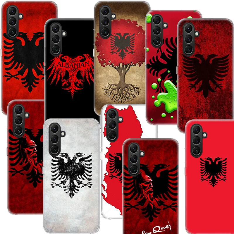 Albania Flag Eagle Phone Case Samsung A05S A15 A25 A35 A55 A04S A14 A24 A34 A54 Galaxy Note 20 Ultra 10 Lite 9 8 A6 A7 A8 A9 Plu