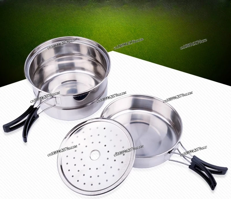 

Picnic Tableware Stainless Steel Set Pot, Outdoor 2-3 Person Set Pot, Portable Camping Cooker, Outdoor Picnic Pot