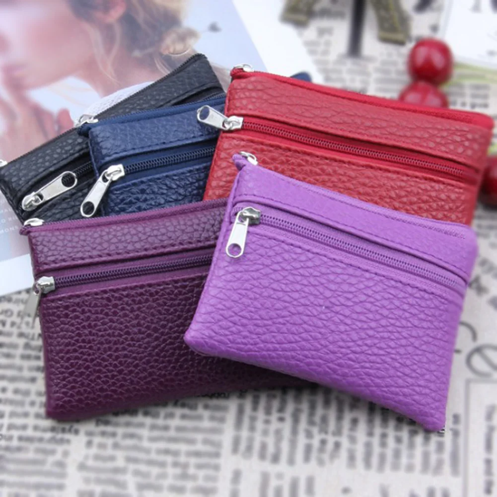 PU Leather Coin Purses Women\'s Small Change Money Bags Pocket Wallets Key Holder Case Mini Functional Pouch Zipper Card Wallet