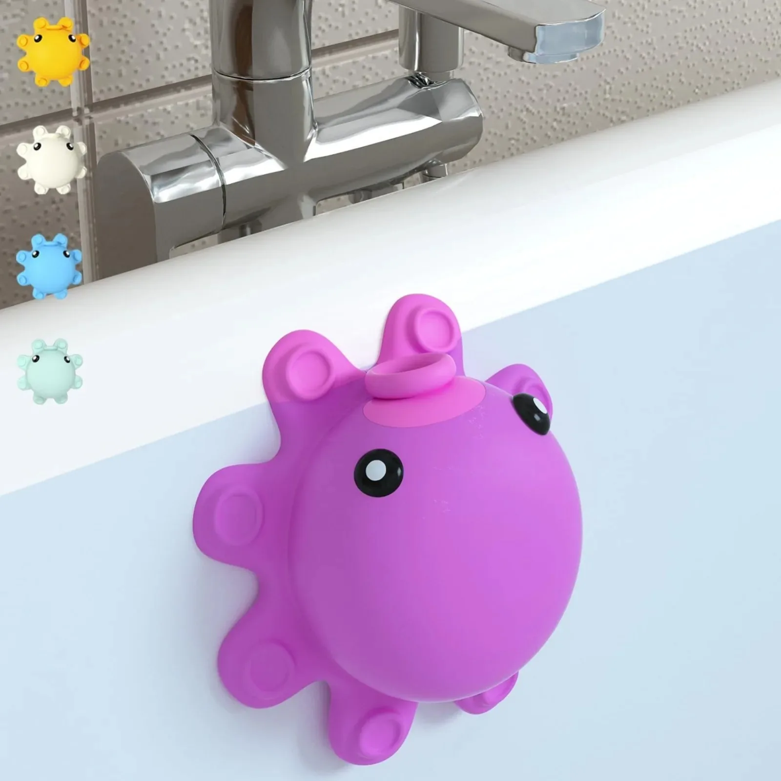 Cute Purple Octopus Bathtub Drain Overflow Cover Silicone Bath Tub Tank Stopper Bathroom Stoppers