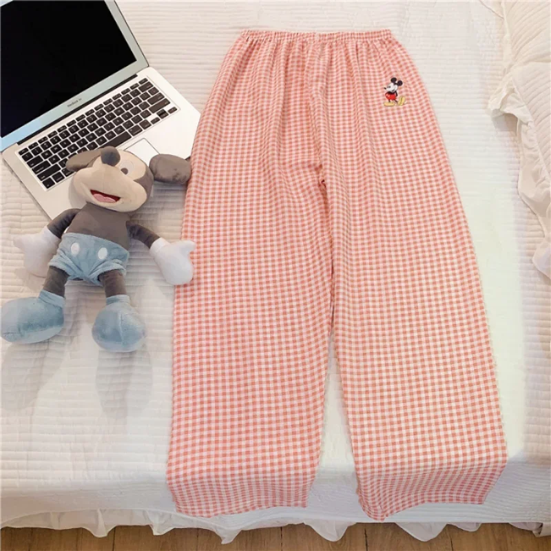 Disney Mickey Mouse Autumn Cotton Cartoon Loose Warm Long Pants Women\'s Pajamas Homewear Pajamas Silk Pajamas Women\'s