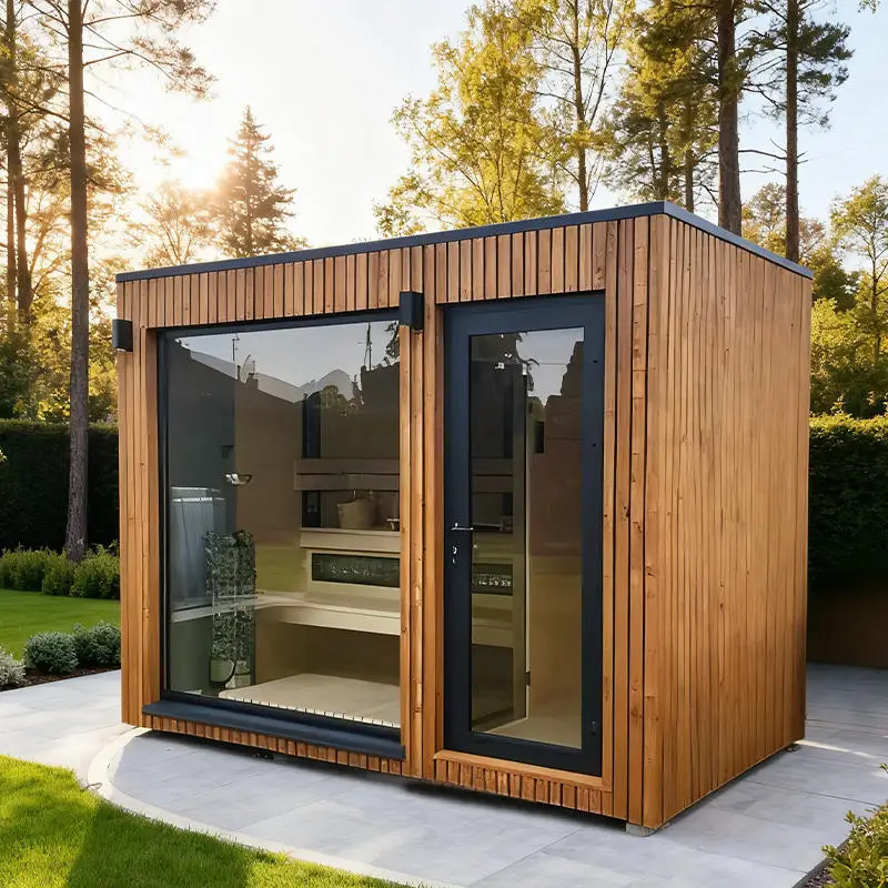 2-4 Person Red Cedar Full Spectrum Infrared Sauna Dry Heat Home Sauna Cabin with Tempered Glass