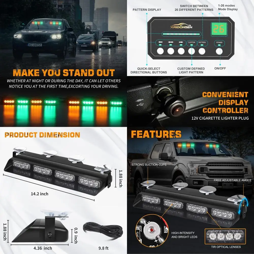 

Аварийные янтарно-зеленые стробоскопы с цифровым дисплеем для предупреждения о безопасности автомобиля