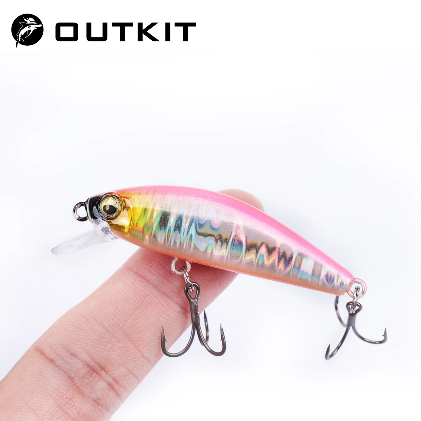 OUTKIT Mini láser duro Minnow hundimiento cebo 6g10g Wobbler Jerkbait manivela Señuelos de Pesca gancho lubina Pesca aparejos de agua dulce y salada