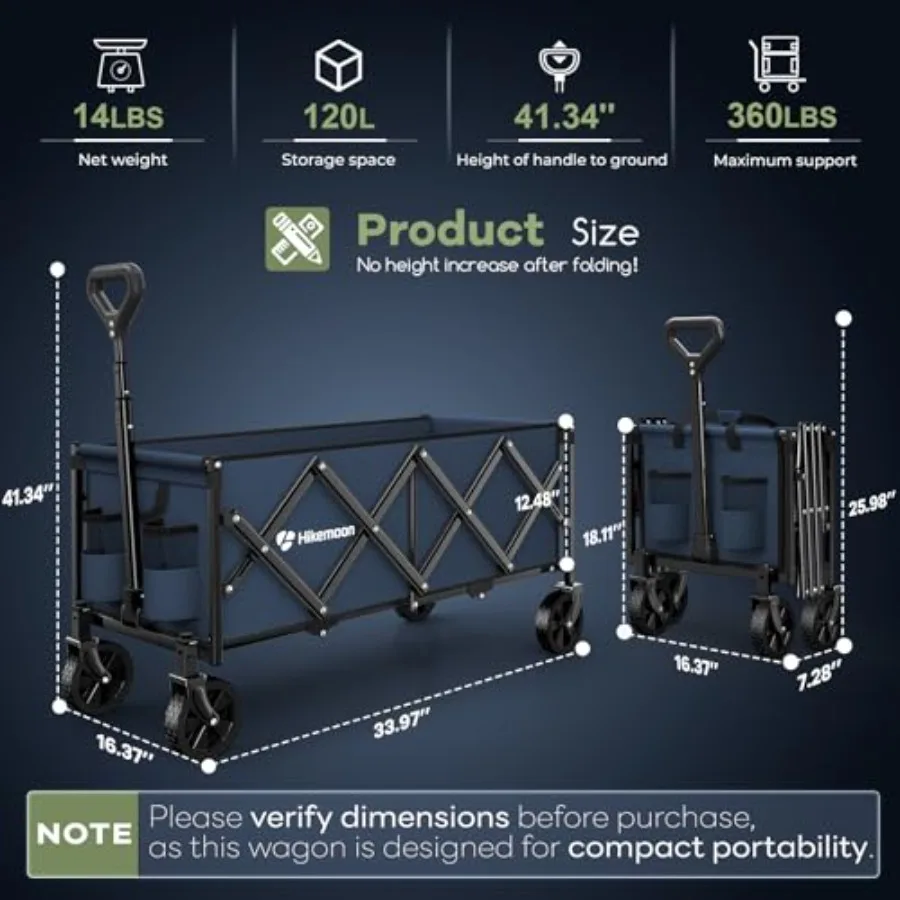 عربات شاطئ قابلة للطي طويلة جدًا مقاس 34 بوصة قابلة للطي بوزن 360 رطلًا عربة شاطئ شديدة التحمل قابلة للطي مع عجلات محمولة للاستخدام في الهواء الطلق Ca