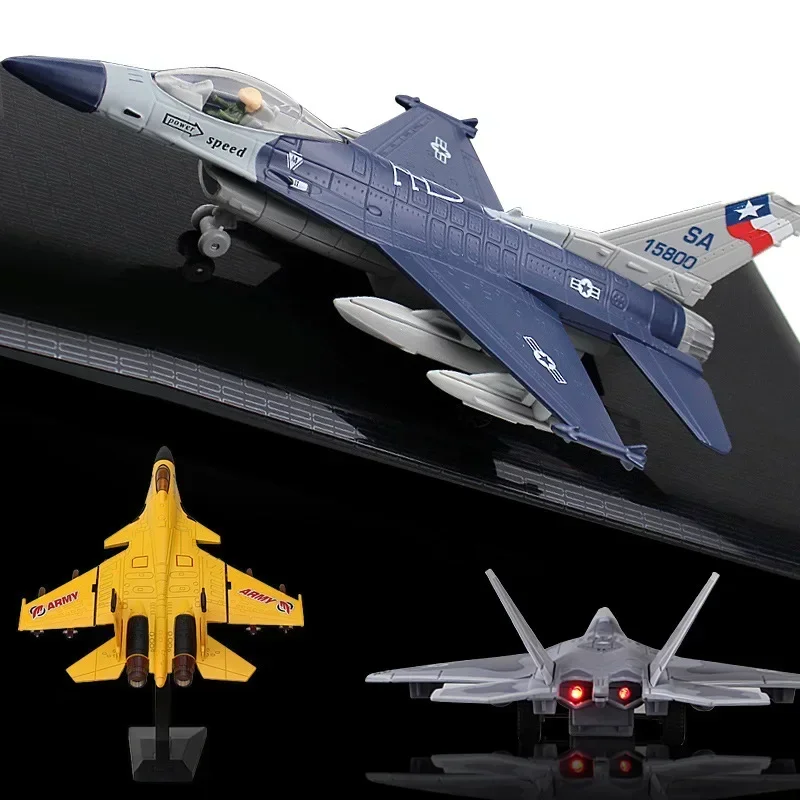 1:68 Aircraft model  F-16 F-22 Lockheed Martin   Alloy  Sound and Light Pull Back Military Metal Model Fighter Collection Gift