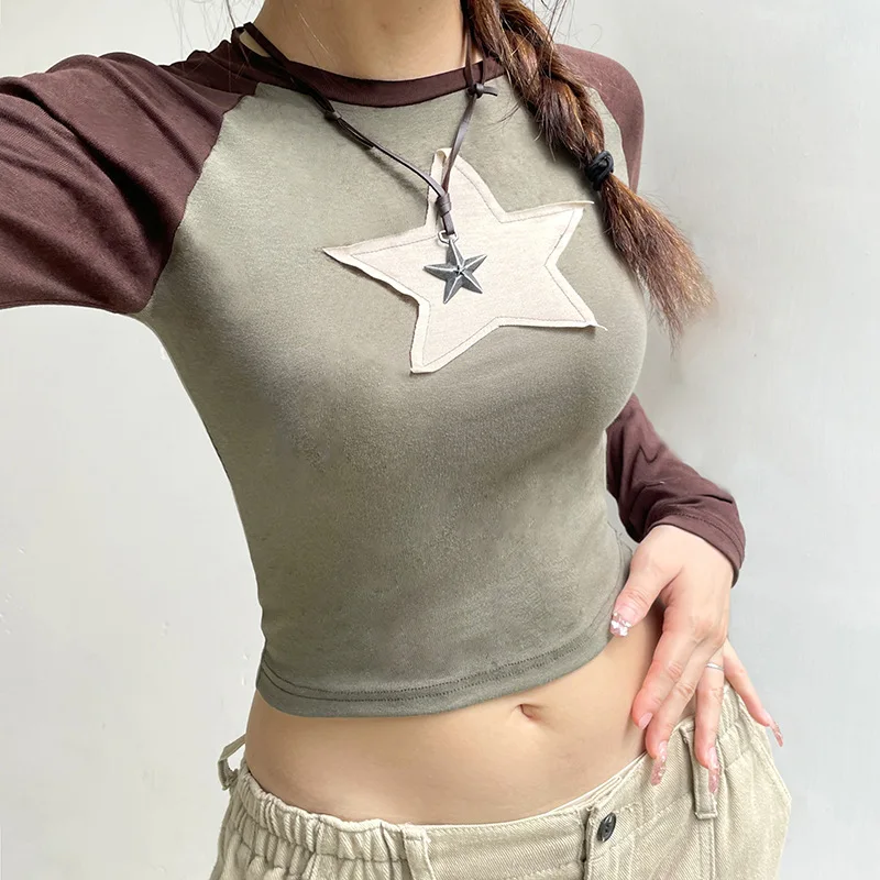 

Fashion Y 2k Star Grahic Long Sleeve Top 90s Trendy Cuteore T-shirt Trashy Y2k 2000s Harajuku Aesthetic Emo Clothes Female Shirt