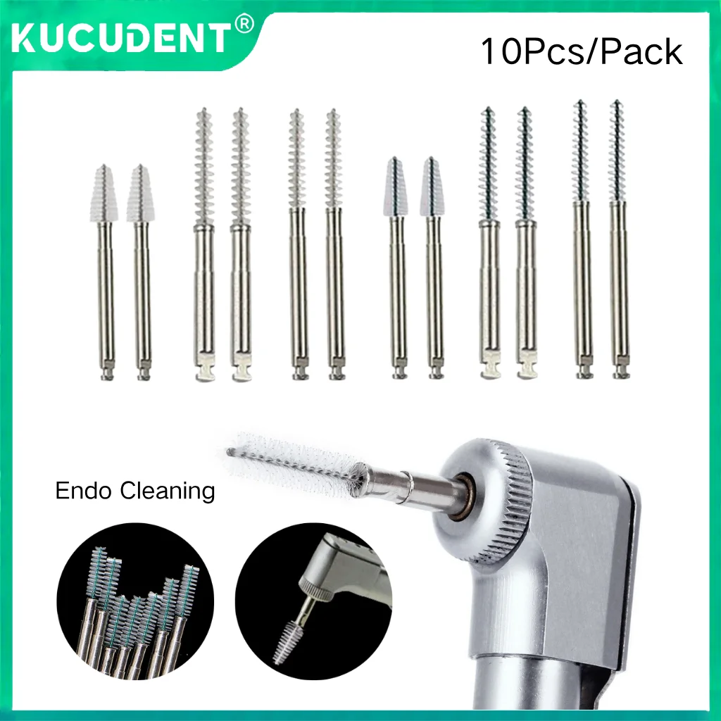 

10 Pcs Dental Endodontics Root Canal Cleaning Brush RA Shank Long/Short Sharp Type Nylon Teeth Cleaner Professional Dentistry
