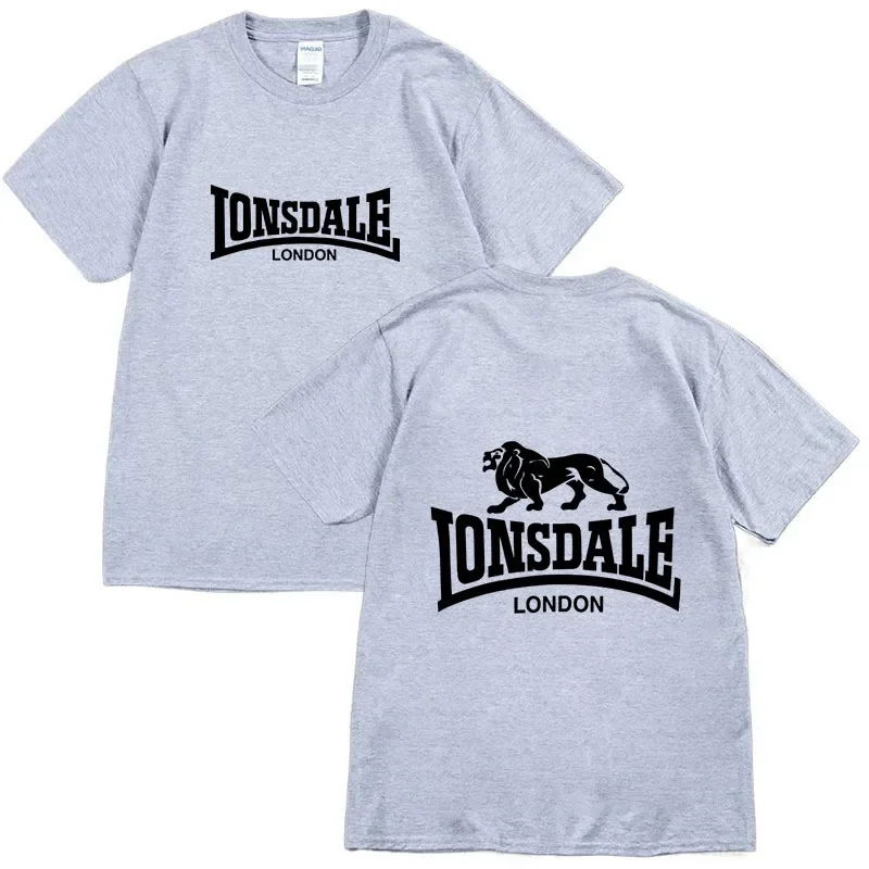 LONSDALE Funny Printed T-Shirt For Men Fashion Casual Loose Cotton Clothing Crewneck Breathable Tshirt Hip Hop Tees