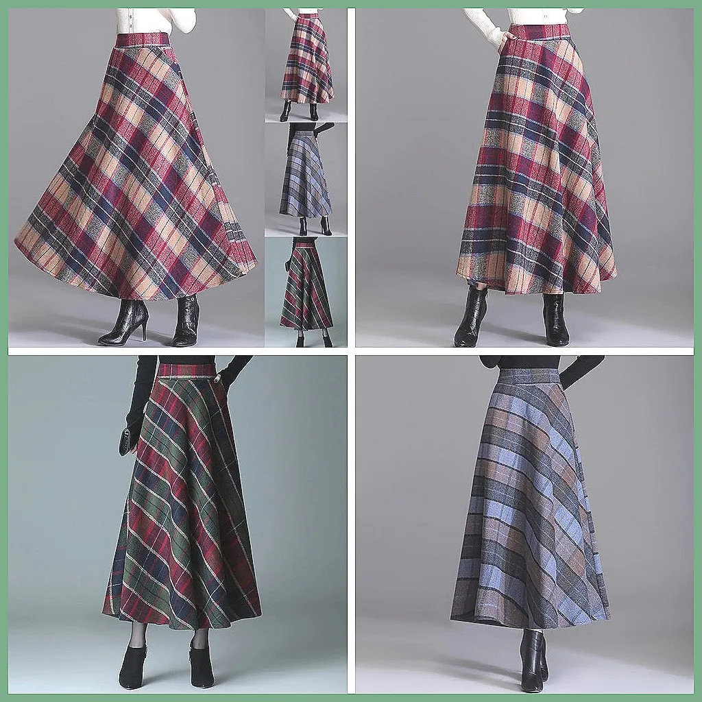

Women's High Waisted Plaid Skirt with Pockets, Retro Casual Zipper Skirt for Party Club Wear