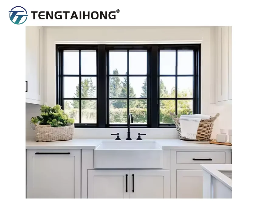 Ventana de Aluminio con Acabado de Madera, Vidrio Estilo Italiano, Marcos de Diseño Kerala, Ventana Abatible