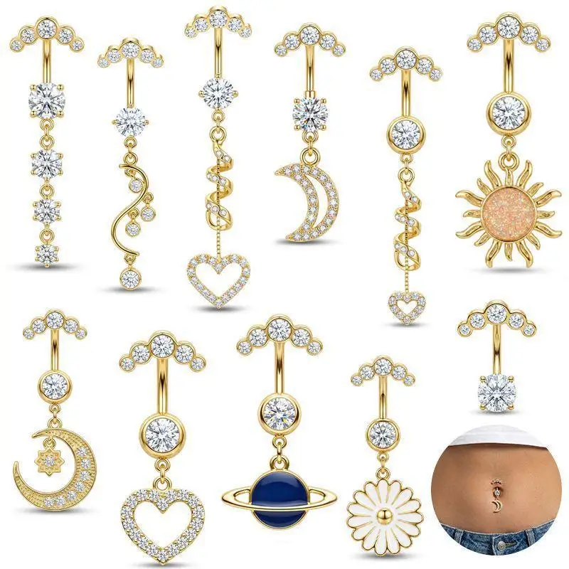 Набор из 5 пирсингов для пупка – обзор и цена Body Jewelry For Sensitive Skin