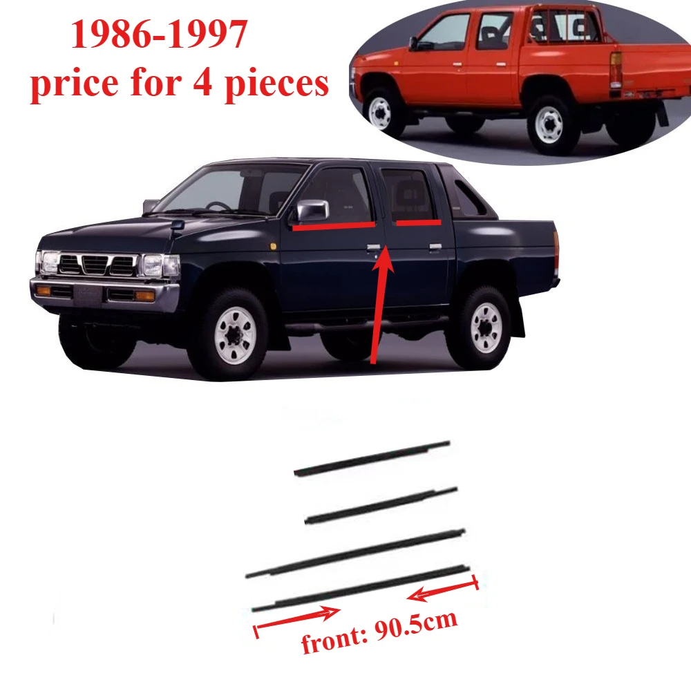 4 Pieces 4 Doors Weatherstrip Sealing Strip for Navara D21 1986-1997 Belt Moulding Trim for D21 1986-1997 80820-01G00