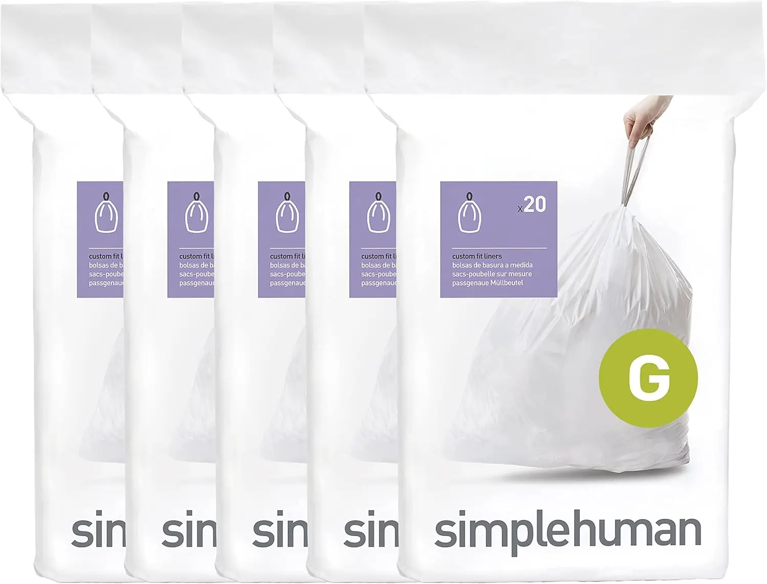 Bolsas de Basura con Cordón Ajustables, 30 Litros / 8 Galones, Blancas, Paquete Dispensador