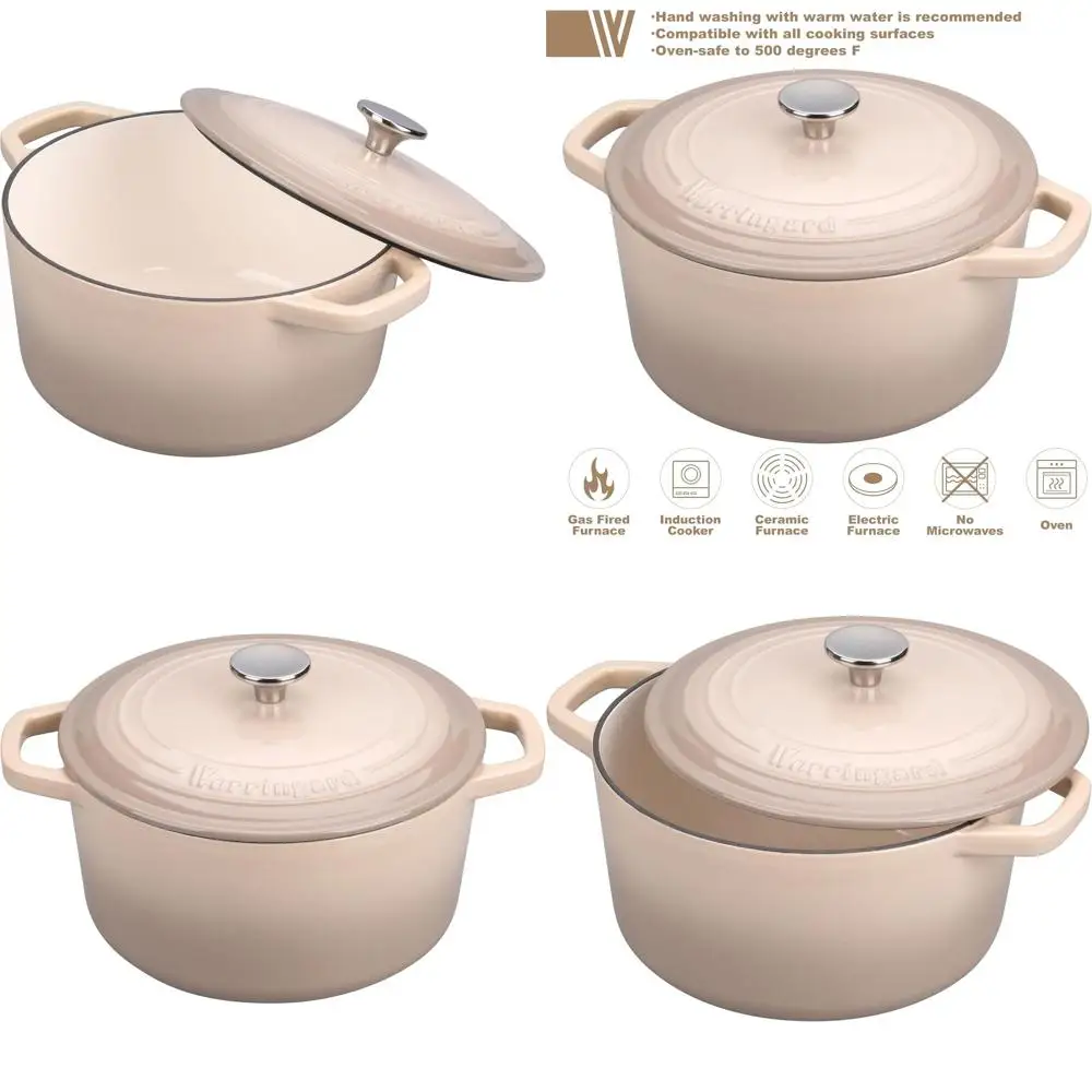 

Latte 4.5QT Enamel Cast Iron Dutch Oven with Lid and Sourdough Bread Baking Accessories