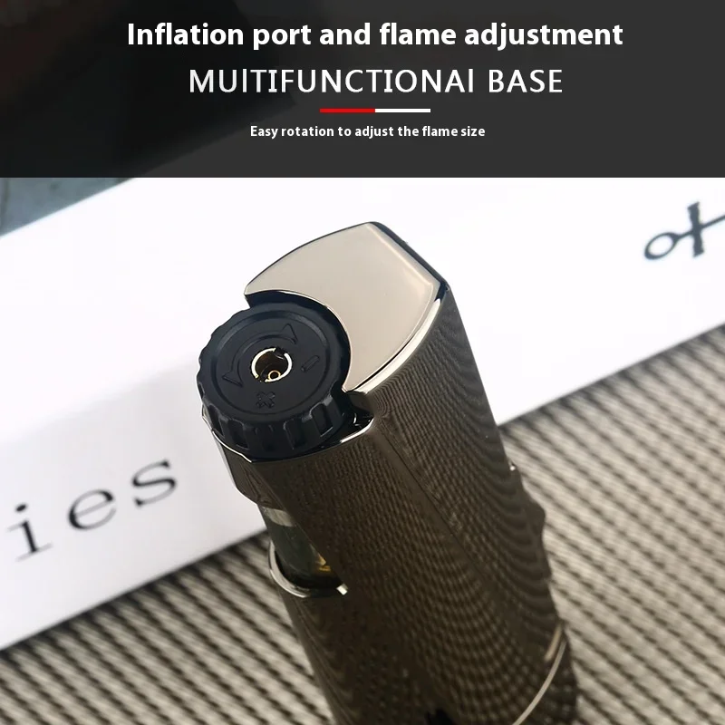 Metal Outdoor Windproof Butane Gas Lighter Quadruple Flame Large Fire Turbine Torch Portable BBQ Cigar Lighter Gift for Men