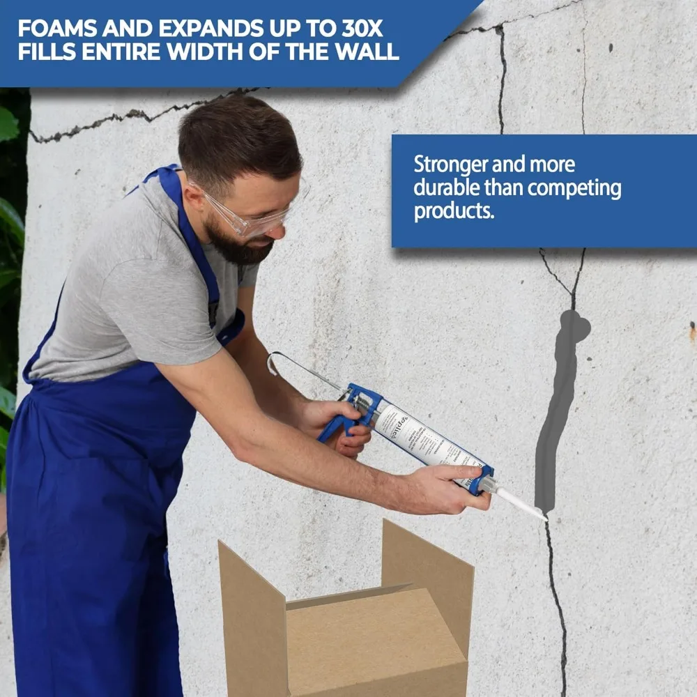 20 フィート ファスト セット コンクリート亀裂修復キット - 壁亀裂用 Hydra Stop 300 ポリウレタンフォーム