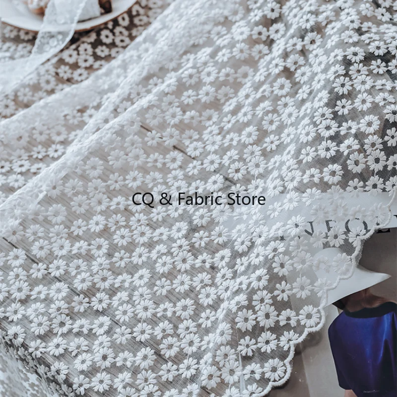 

Материал кружевной ткани с цветочной хризантемой и ромашкой для шитья и рукоделия, швейных проектов