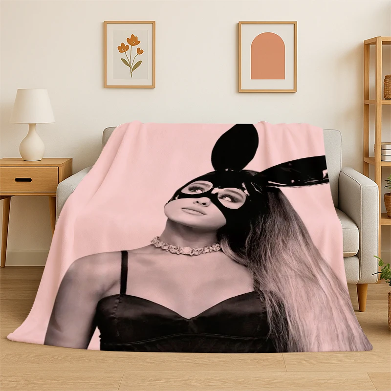 Cat Ari Ariana Grande Singer Flannel Blanket Soft Warm Throw Blanket for Bedroom Living Room Bed Travel Camping Picnic Gift