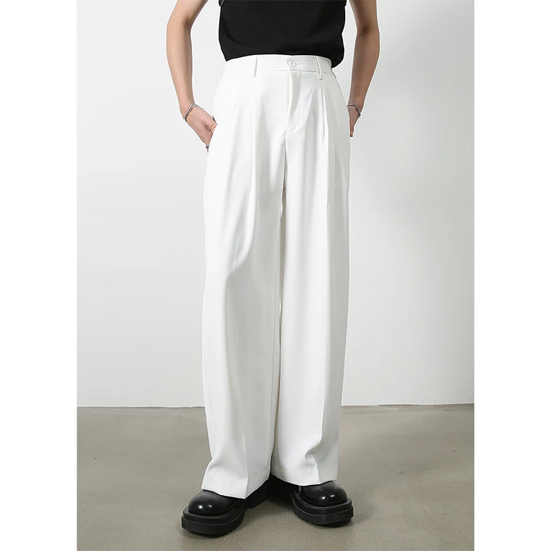 

Men's Korean Style Casual Fashion Draping Straight Suit Pants Four Color Suit Pants Solid Trousers For Party/Wedding Daily