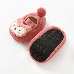 Zapatos planos antideslizantes para niños y niñas, calzado suave y cálido para primeros pasos, con dibujos animados, para recién nacidos