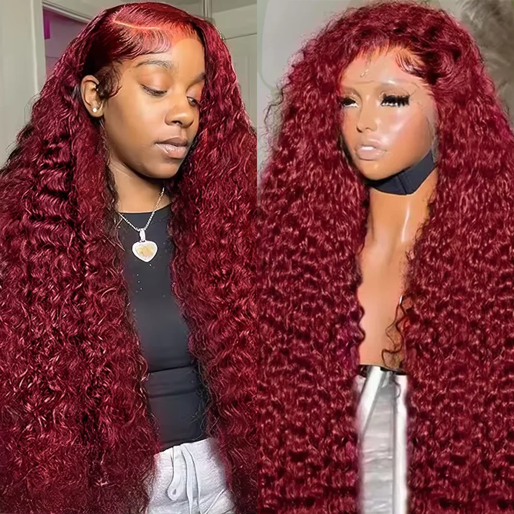 

46 Inch 13x6 HD Lace Front Wigs Human Hair Burgundy 200 Density 13x4 HD Lace 99J 13x4 Red Colored Brazilian Hair Wigs For Women