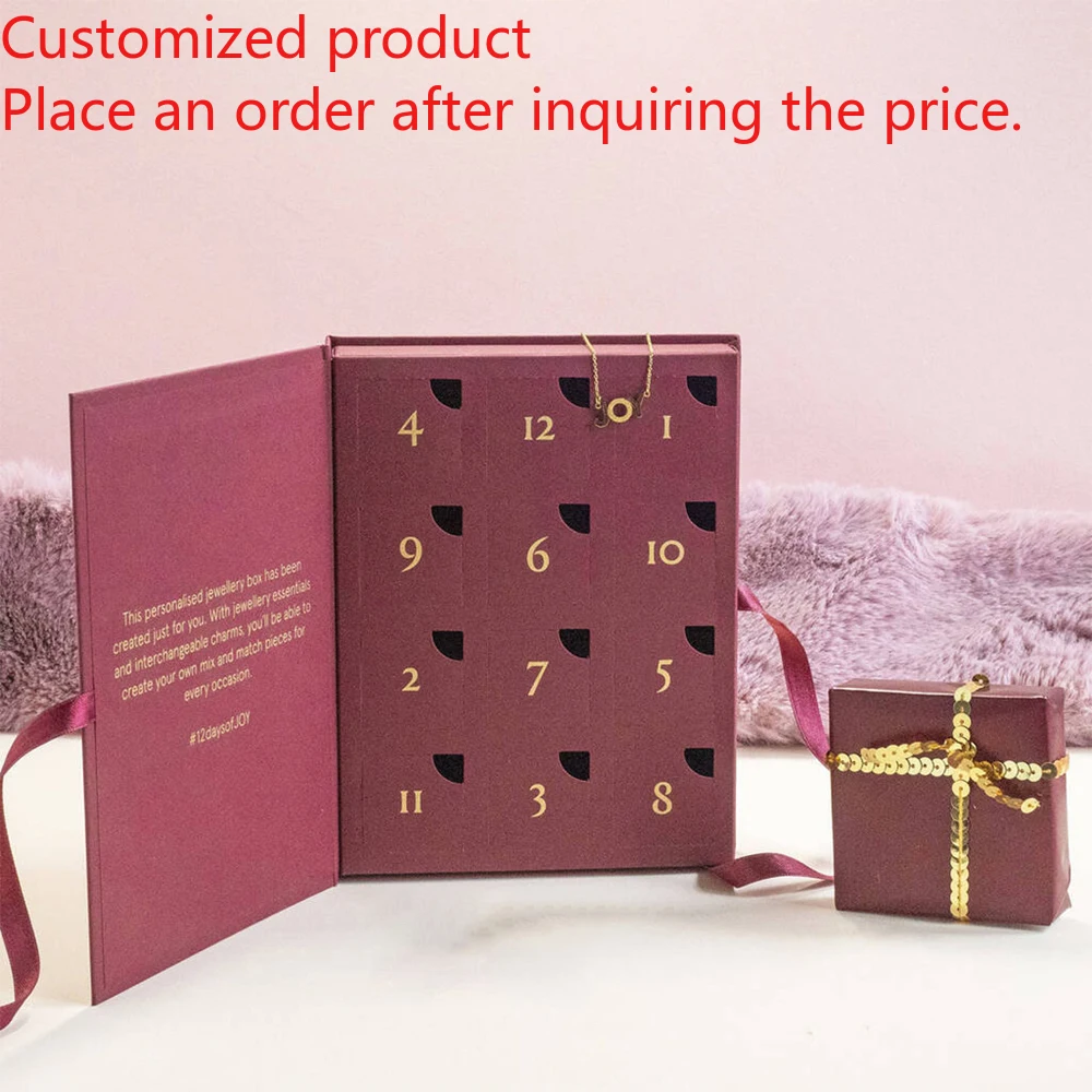 

Customization.24 Day Countdown Advent Calendar Box Custom Paper Jewelry Drawer for Cosmetics Beauty & Gifts Empty Paper Wrapped